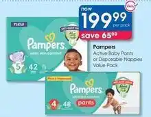 Clicks Pampers - active baby pants or disposable nappies value pack offer