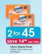 Clicks Clicks - fabric stain removal wipes offer