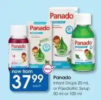 Clicks Panado - infant drops or paediatric syrup offer