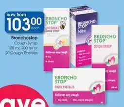 Clicks Bronchostop cough syrup or cough pastilles offer
