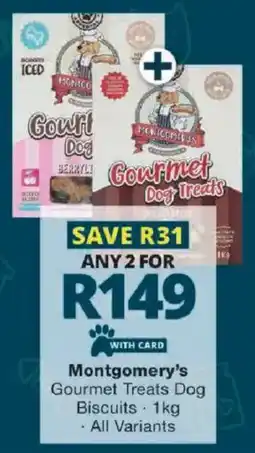 Checkers Montgomery's Gourmet Treats Dog Biscuits offer