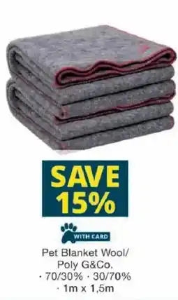 Checkers Pet Blanket Wool/ Poly G&Co offer