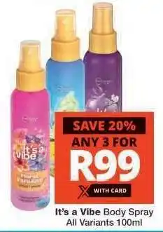 Checkers IT'S A VIBE BODY SPRAY offer