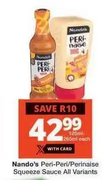 Checkers Nando's Peri-Peri/Perinaise Squeeze Sauce offer