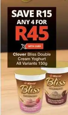 Checkers Clover Bliss Double Cream Yoghurt offer
