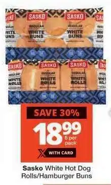 Checkers Sasko White Hot Dog Rolls/Hamburger Buns offer