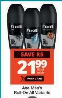 Checkers Axe Men's Roll-On All Variants offer