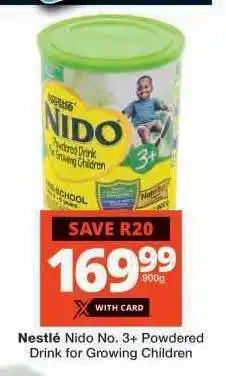 Checkers Nestlé Nido No.3+ Powdered Drink for Growing Children offer