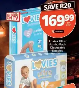 Checkers Lovies Ultra/Jumbo Pack Disposable Nappies offer