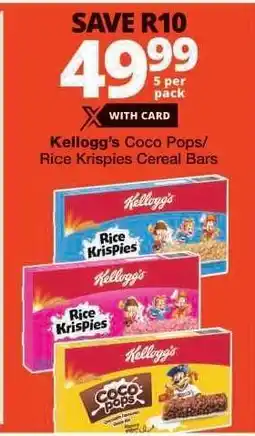 Checkers Kellogg's Coco Pops/Rice Krispies Cereal Bars offer
