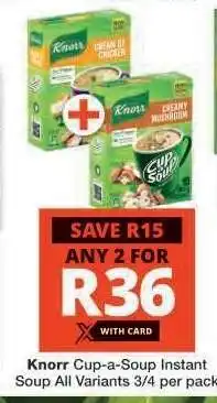 Checkers KNORR CUP-A-SOUP INSTANT SOUP offer