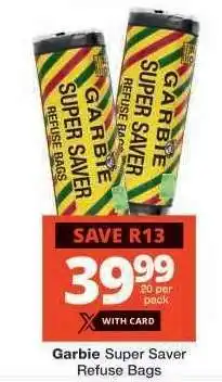 Checkers Garbie Super Saver Refuse Bags offer