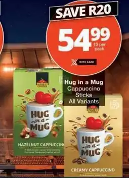 Checkers Hug in a Mug Cappuccino Sticks offer
