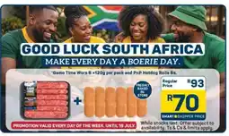 Pick n Pay Game Time Wors 6 + PnP Hotdog Rolls 6s offer