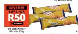 Checkers De Vries Ginger Biscuits 200g offer