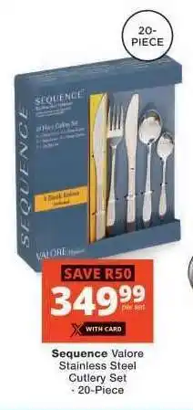 Checkers Sequence Valore Stainless Steel Cutlery Set offer