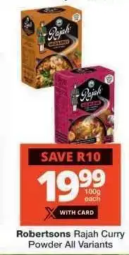 Checkers ROBERTSONS RAJAH CURRY POWDER all variants offer