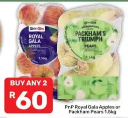 Pick n Pay PnP Royal Gala Apples or Packham Pears 1.5kg offer