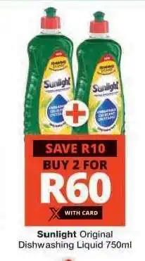 Checkers SUNLIGHT ORIGINAL DISHWASHING LIQUID 750ml offer