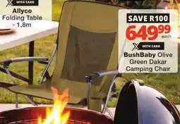 Checkers BushBaby Olive Green Dakar Camping Chair offer