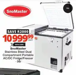 Checkers SnoMaster Stainless Steel Dual Compartment Portable AC/DC Fridge/ Freezer offer