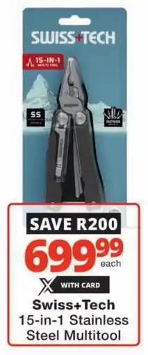 Checkers Swiss+Tech 15-in-1 Stainless Steel Multitool offer