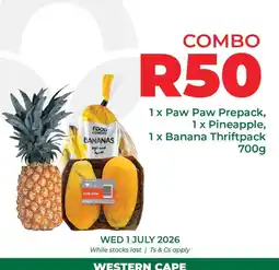 Food Lover's Market Paw paw prepack, pineapple, banana thriftpack offer