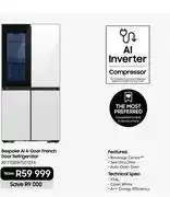 Samsung Samsung 704Ltr Bespoke AI 4-Door French Door Refrigerator RF71DB975012FA offer