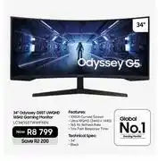 Samsung Samsung 34 Odyssey G55T UWGHD 165Hz Gaming Monitor LC34G55TWWPXEN offer