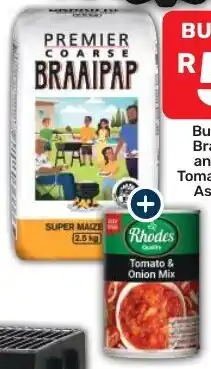 Pick n Pay Premier Braaipap and Rhodes Tomato & Onion Mix Assorted offer