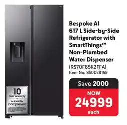 Makro Samsung Bespoke AI Side-by-Side Refrigerator with SmartThings Non-Plumbed Water Dispenser offer