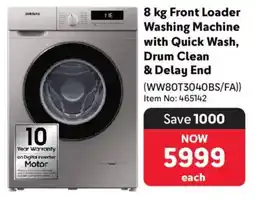 Makro Samsung Front Loader Washing Machine with Quick Wash, Drum Clean & Delay End offer
