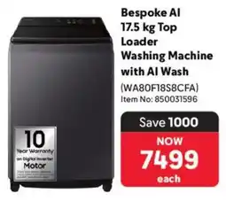 Makro Samsung Bespoke AI Top Loader Washing Machine with AI Wash offer