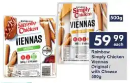 President Hyper Rainbow Simply Chicken Viennas Original/ with Cheese offer