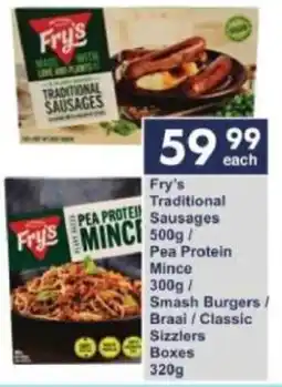 President Hyper Fry's Traditional Sausages/ Pea Protein Mince/ Smash Burgers Braai/ Classic Sizzlers Boxes offer