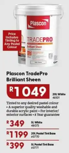 Brights Hardware Plascon TradePro Brilliant Sheen offer
