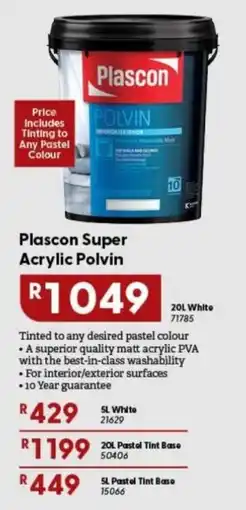 Brights Hardware Plascon Super Acrylic Polvin offer