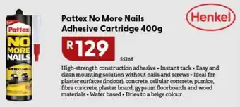 Pattex No More Nails Adhesive Cartridge