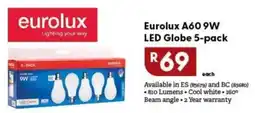 Brights Hardware Eurolux A60 9W LED Globe offer