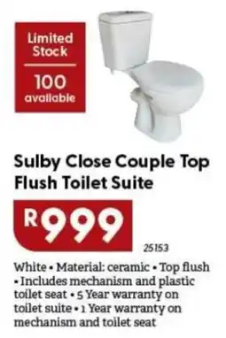 Brights Hardware Sulby Close Couple Top Flush Toilet Suite offer