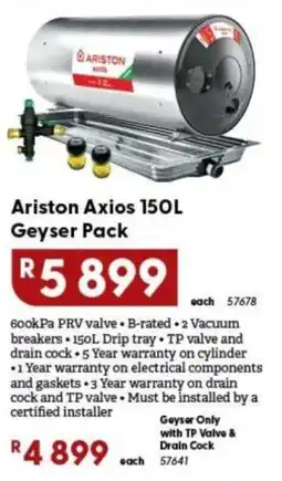 Brights Hardware Ariston Axios Geyser Pack offer