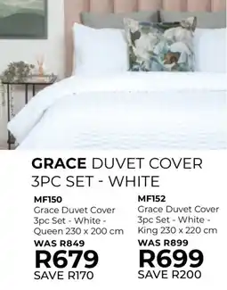 Table Charm Direct TC Grace Duvet Cover 3pc Set White Queen offer