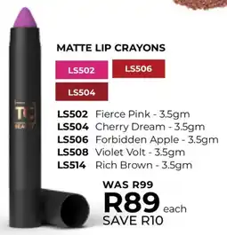Table Charm Direct TC Matte Lip Crayons offer