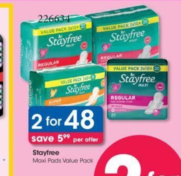 Stayfree Maxi Pads Value Pack offer at Clicks