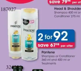 Clicks Pantene Shampoo or Conditioner 360 ml and 400 ml or Treatments offer
