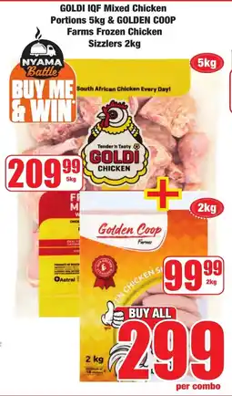 Boxer Goldi IQF Mixed Chicken Portions & Golden Coop Farms Frozen Chicken Sizzlers offer