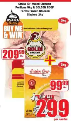Boxer Goldi IQF Mixed Chicken Portions & Golden Coop Farms Frozen Chicken Sizzlers offer