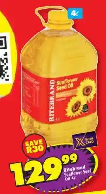 Shoprite Ritebrand Sunflower Seed Oil 4ℓ offer