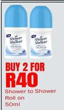 Supa Store Shower to Shower Roll on 50ml offer