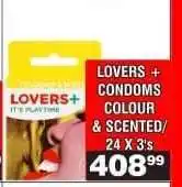 Advance Cash n Carry LOVERS + CONDOMS COLOUR & SCENTED 24 X 3's offer